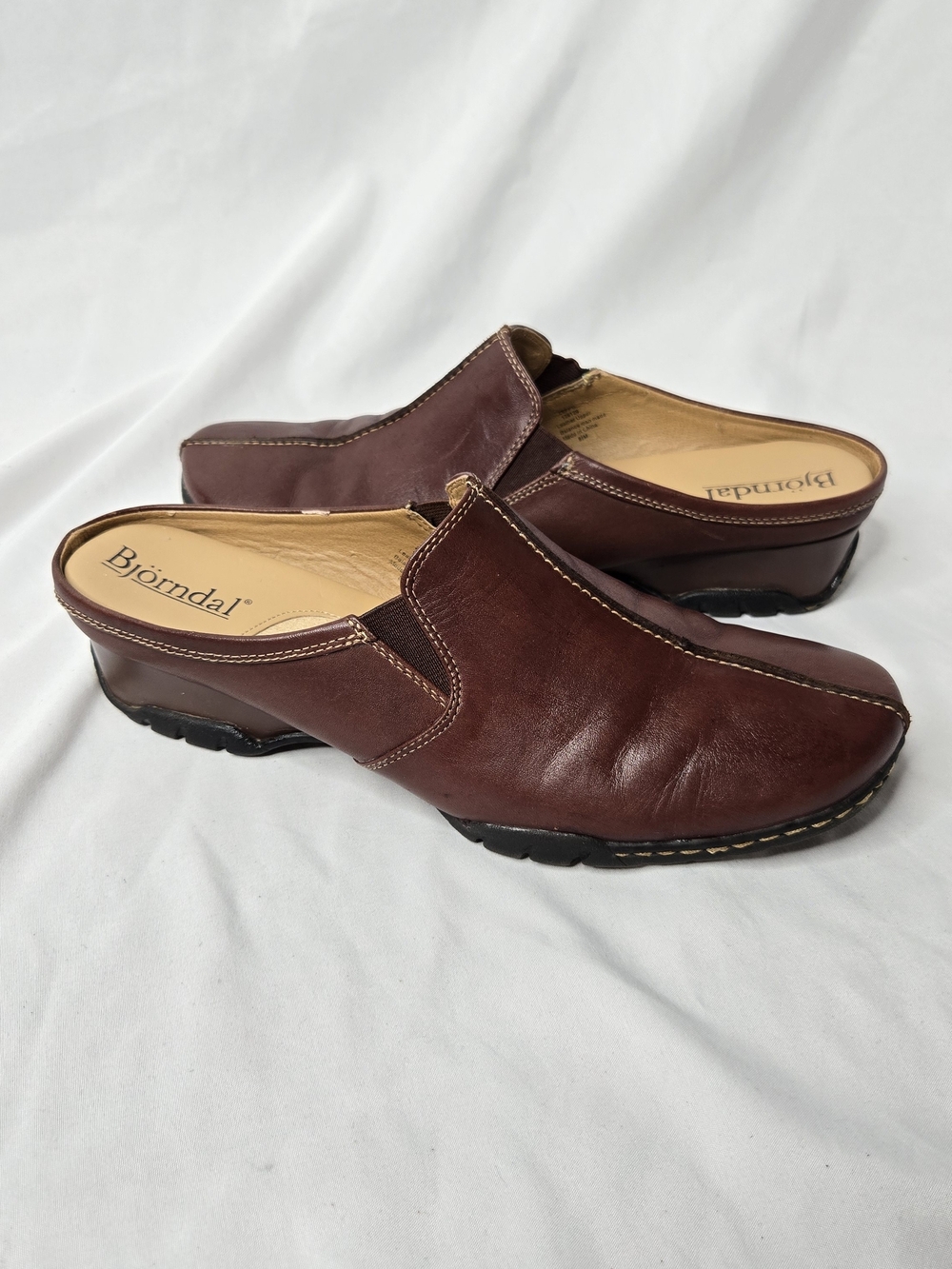 Bjorndal Zeppo Women’s 8.5M Brown Leather Mule Clogs Slip On Comfort Shoes